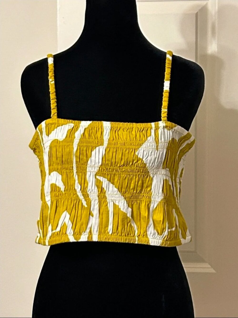 a new day Olive Green and White Smocked Crop Tank